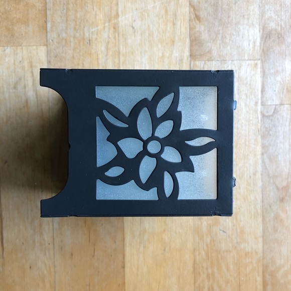 Gunmetal & Flower Frosted Glass Candle Holder - Picture 2 of 5